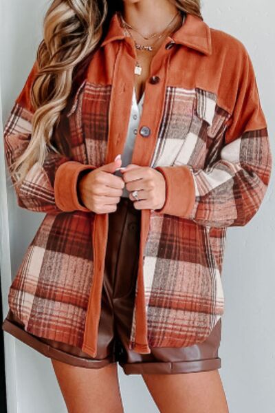 Plaid Button Up Long Sleeve Jacket Classic & Timeless Lightwear Outerwear For women and Girls