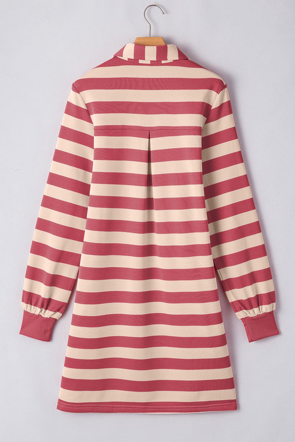 Classic Contrast Black Striped Collar Long Sleeve Mini Dress Stylish & Trendy Casual Dress for Women