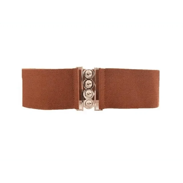 Elastic Wide Strap Plus Size Belts For Women Classic Party And Casual Dress Metal Snap Button Belts For Women