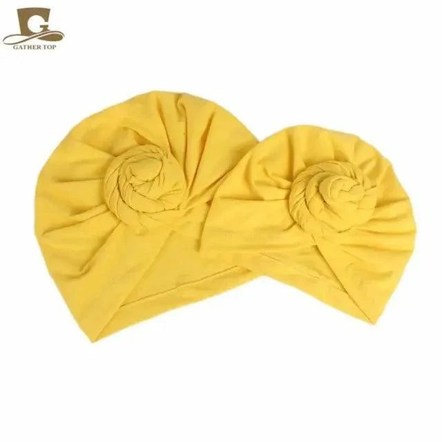 Elegance Mommy And Kids Turban Hat Cap With Big Bow Soft Cute Knot Nursery Beanie Knotted Headban