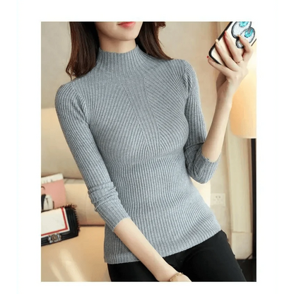 Elegance Solid White and Black Tops,Sweaters Winter Long Sleeve Turtleneck Pullovers Women's Sweaters Female Clothing