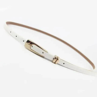 Elegant Leather Adjustable Thin Belt For Women Unique Black Design Ladies Belt High Quality Charming Waistbands For Dress