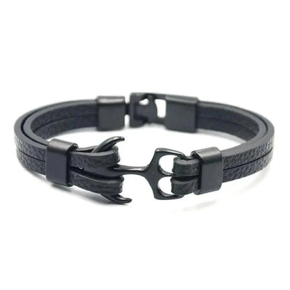 Elegant Modern Handmade Stainless Steel Men Anchor Bracelet made of Nylon in Navy Blue Color For Man