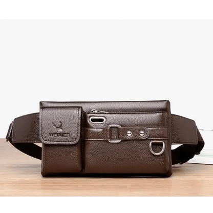 Elegant New Black Mens Leather Waist Bag Adjustable Strap Outdoors  Fanny Pack Comfortable Luxury Design For Men