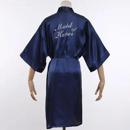 Elegant Wedding Bride Robe Lightweight Short Silk Sleepwear Women Indoor Bathrobes