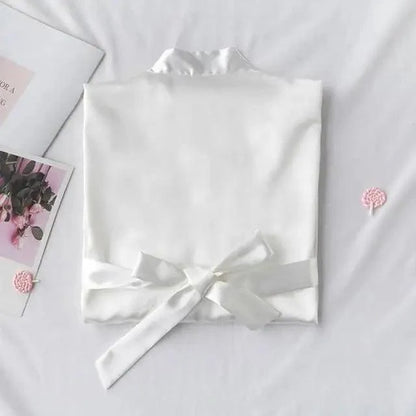 Elegant Wedding Bride Robe Lightweight Short Silk Sleepwear Women Indoor Bathrobes