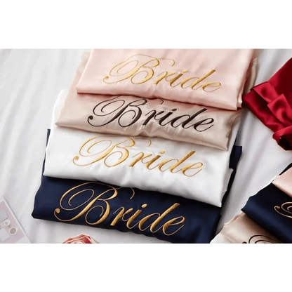 Elegant Wedding Bride Robe Lightweight Short Silk Sleepwear Women Indoor Bathrobes