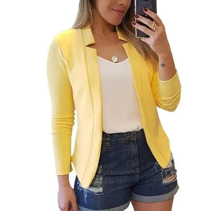 Elegant Women Blazer Thin Long Sleeve Blazer Solid Color Office Lady Suit Coat Fashionable Women Basic Coats