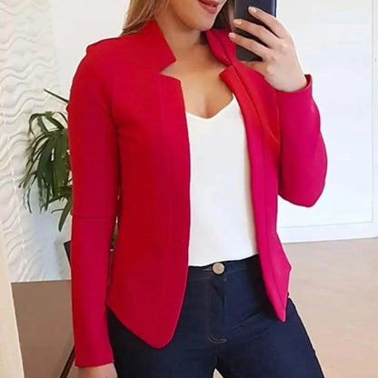 Elegant Women Blazer Thin Long Sleeve Blazer Solid Color Office Lady Suit Coat Fashionable Women Basic Coats