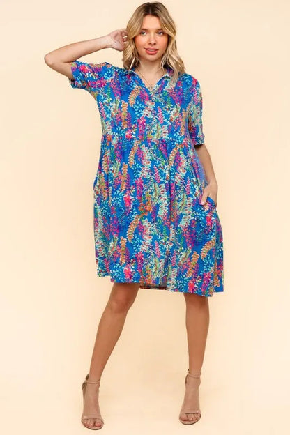 Johnny Collar Babydoll Dress with Side Pockets – Babydoll Dress, Johnny Collar Dress, Pocketed Dress, Button Down Dress, Relaxed Fit Dress