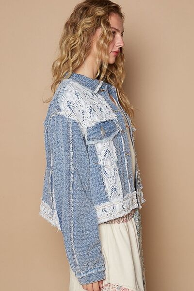Elegant Delicate Crochet Patch Embroidered Button Up Jacket Bohemian Charming Classic Elegant Jacket