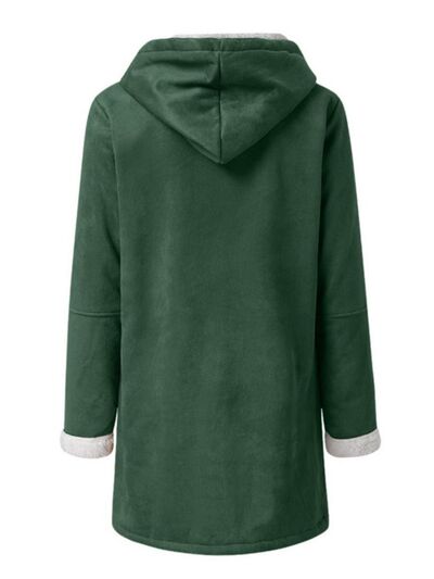 Full Size Pocketed Long Sleeve Hooded Toggle Jacket – Stylish & Functional Outerwear for Women