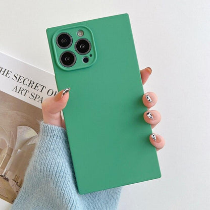 Fashion Candy Color Square Soft Silicone Phone Case For iPhone 13 11 12 Pro Max Bumper Shockproof Cover Square Silicone Camera Case Ultra Thin Lightweight Silky Soft Case Compatible with iPhone