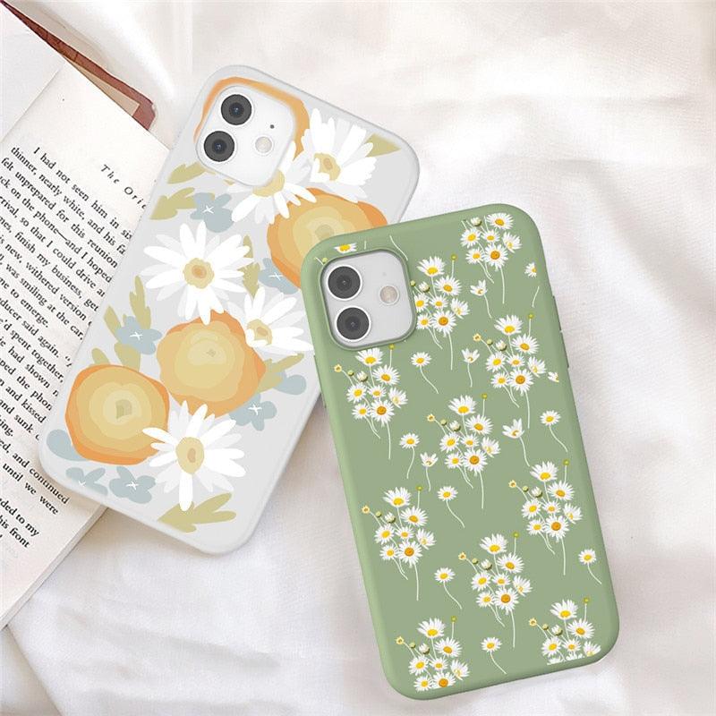 Fashion Flower Phone Case For Iphone 7 8 Plus  Iphone Xr X Xs Silicone Ultra Thin Shockproof Mobile Phone Case With Fashion Pattern Cover Stylish Beautiful Flower Pattern Colored iphone Case
