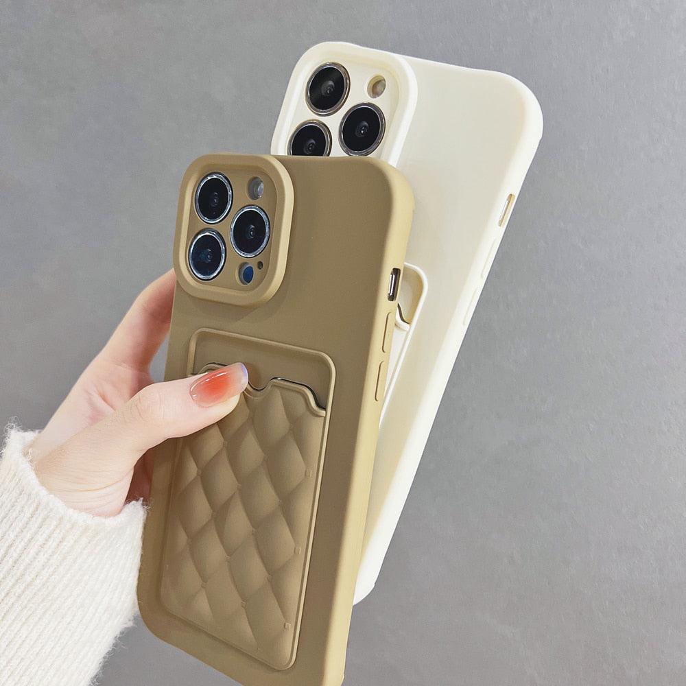 Fashion Women Luxury Pattern Wallet Case For iPhone 14 11 12 13 Pro Max Soft Silicone Card Holder Cover Silicone Case With Card Holder Compatible with iPhone