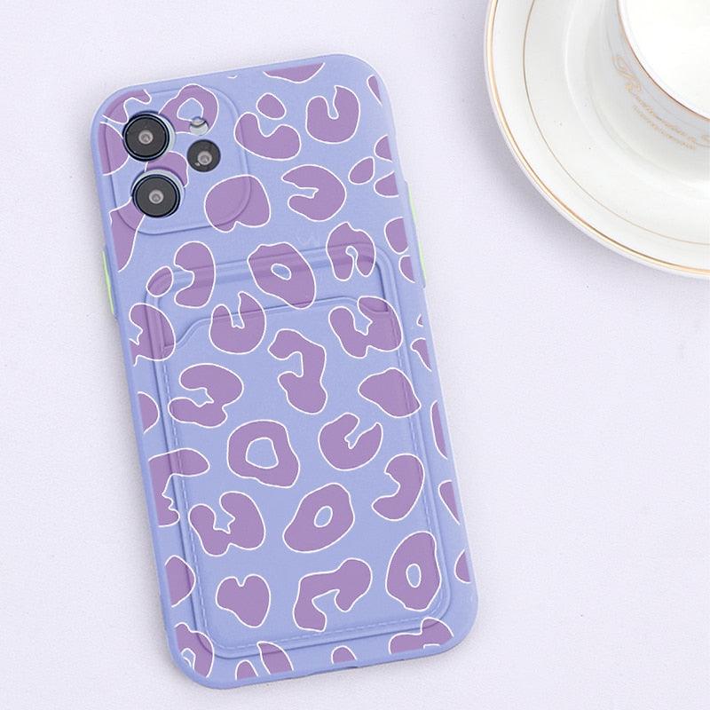 Fashionable Anti-Scratch Soft Lining Protective Case For iPhone Cases Card Holder Cute Flower Heart Phone Case For iPhone 12 13 Mini Pro Beautiful Design  Soft Iphone Case