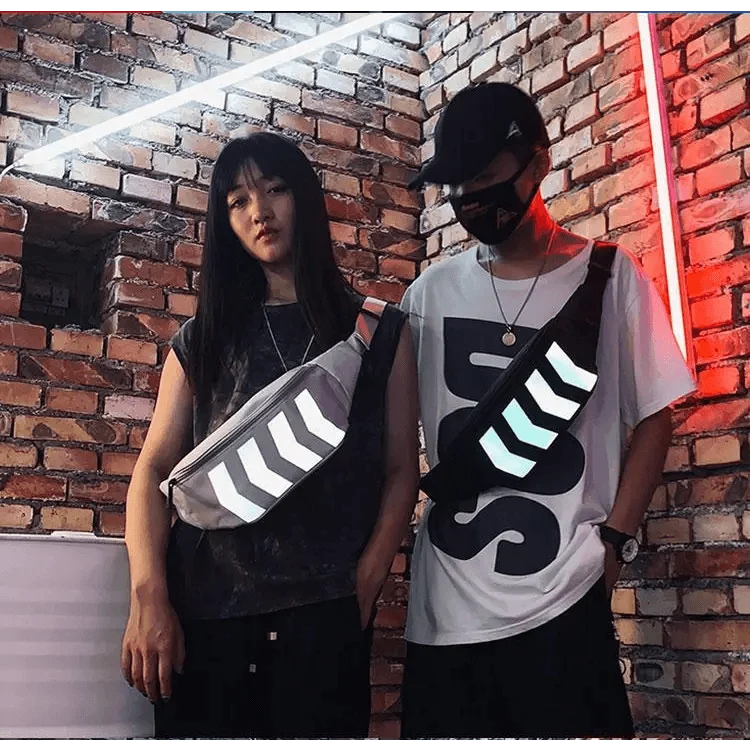 Fashionable Flash Reflective Chest Bag Iridescent Belt  Bum Bag For Travel Festival Sports Unisex Waist Bags
