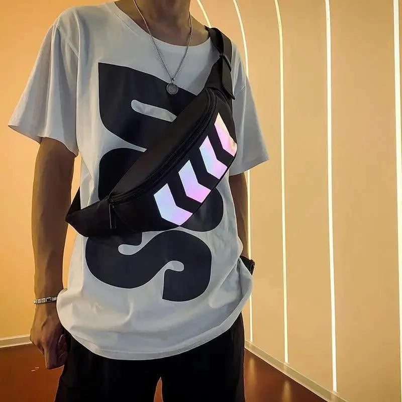 Fashionable Flash Reflective Chest Bag Iridescent Belt  Bum Bag For Travel Festival Sports Unisex Waist Bags