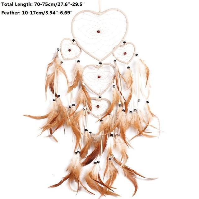 Feather Crafts Dream Catcher Brown Wind Chimes Handmade Christmas Net Handmade Wall Hanging Home Decor Dream Catcher With Feathers For Wall Hanging Car Home Balcony Decorations