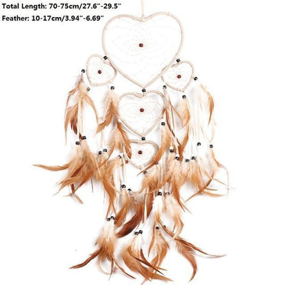 Feather Crafts Dream Catcher Brown Wind Chimes Handmade Christmas Net Handmade Wall Hanging Home Decor Dream Catcher With Feathers For Wall Hanging Car Home Balcony Decorations