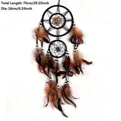 Feather Crafts Dream Catcher Brown Wind Chimes Handmade Christmas Net Handmade Wall Hanging Home Decor Dream Catcher With Feathers For Wall Hanging Car Home Balcony Decorations