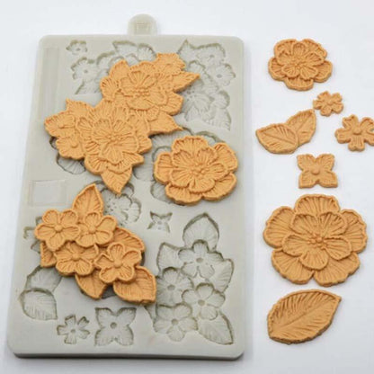 Flowers Shape Silicone Mold Fondant Cake Decorating Tools Chocolate Cupcake Baking Cookies Mold Roses Collection Fondant Mold-Rose Flower And Leaves Shapes Silicone Mold