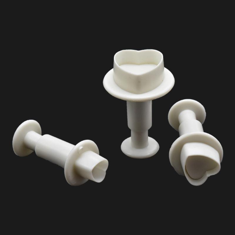 Fondant Cake Cookie Cutter Embossed Ejector Stamp Plunger Mold Kitchen Baking Cake Decorating Tools  Heart Shaped Cookie Mold Hand Press Cookie Dessert Cutter Pastry Decoration Tool Mooncake Maker