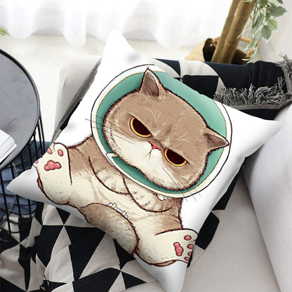 Funny Cute Cat Plush Cushion Pillow Covers Cat Pillow Cases Animal Kitty Pillowcase Cotton Linen Cushion Cover For Couch Cover Pillows Cases For Sofa Home Decoration Pillowcase Polyester Throw Pillow Case 45x45CM