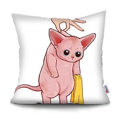 Funny Cute Cat Plush Cushion Pillow Covers Cat Pillow Cases Animal Kitty Pillowcase Cotton Linen Cushion Cover For Couch Cover Pillows Cases For Sofa Home Decoration Pillowcase Polyester Throw Pillow Case 45x45CM