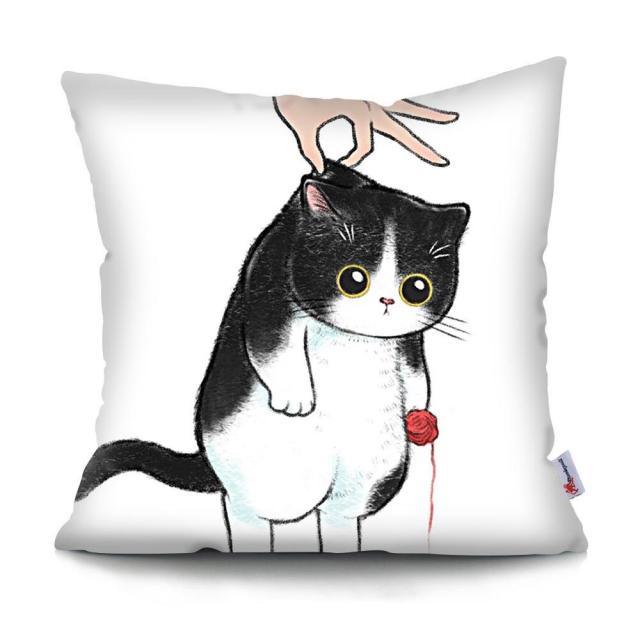 Funny Cute Cat Plush Cushion Pillow Covers Cat Pillow Cases Animal Kitty Pillowcase Cotton Linen Cushion Cover For Couch Cover Pillows Cases For Sofa Home Decoration Pillowcase Polyester Throw Pillow Case 45x45CM