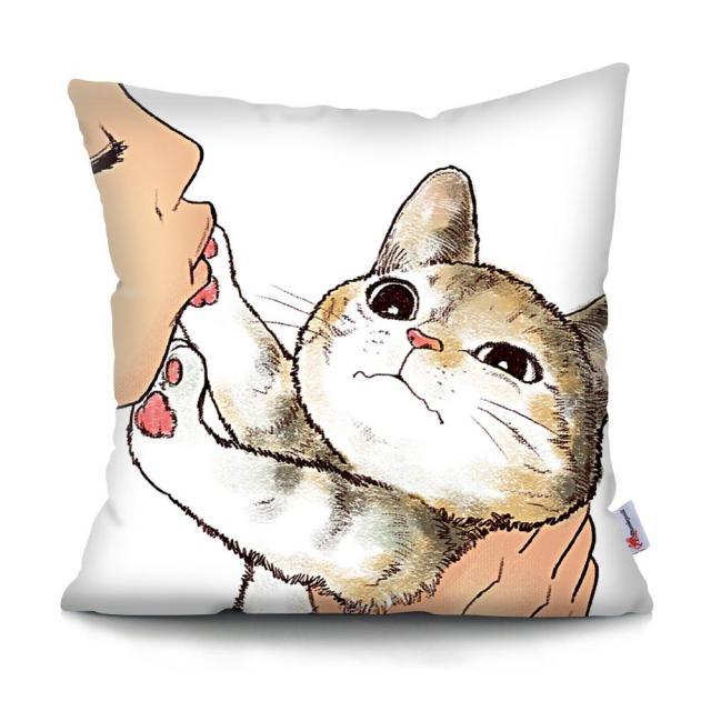 Funny Cute Cat Plush Cushion Pillow Covers Cat Pillow Cases Animal Kitty Pillowcase Cotton Linen Cushion Cover For Couch Cover Pillows Cases For Sofa Home Decoration Pillowcase Polyester Throw Pillow Case 45x45CM