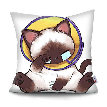 Funny Cute Cat Plush Cushion Pillow Covers Cat Pillow Cases Animal Kitty Pillowcase Cotton Linen Cushion Cover For Couch Cover Pillows Cases For Sofa Home Decoration Pillowcase Polyester Throw Pillow Case 45x45CM