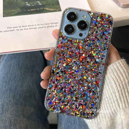Glitter Sequins Slim Phone Case For iPhone 11 12 13 X XR XS Max 7 8 Plus Shining Clear Soft Silicone Cover Glitter Camera Lens Case, Cute Shiny Diamond Slim Clear Back Cover and Matte Cushioned Silicone Shockproof Case