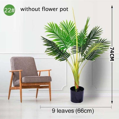 Green Artificial Palm Leaves Plastic Tropical Tree Fake  Indoor Outdoor Garden Home Outdoor Decorations