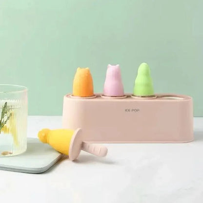 Home Ice Cream Mold Popsicle Tool Silicone 4-hole Popsicle Box Children Dessert Ice Cream Maker Kitchen Tools Diy Ice Cream