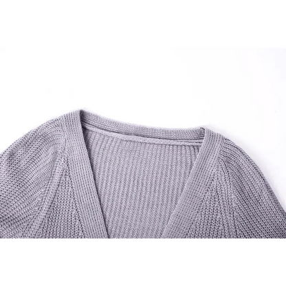 Hot Look Stylish Women's Knitted Cardigans Sweater Fashionable Autumn Long Sleeve Loose Coat Casual Button Thick V Neck Solid Female Tops