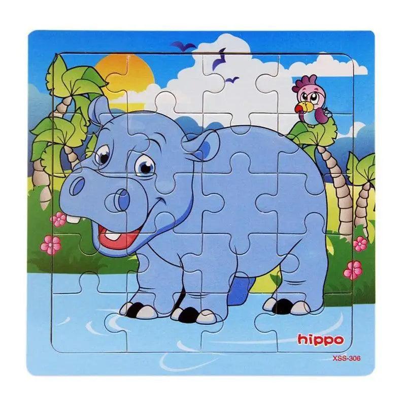 Kids Puzzle Toy Animals and Vehicle Wooden Puzzles Jigsaw Baby Educational Learning Toys for Children Gift