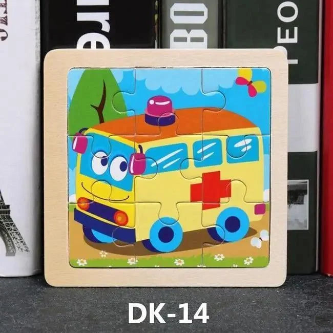 Kids Puzzle Toy Animals and Vehicle Wooden Puzzles Jigsaw Baby Educational Learning Toys for Children Gift