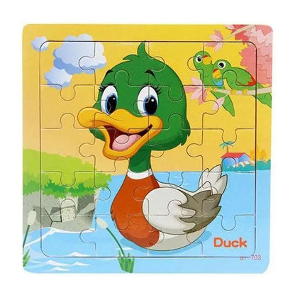 Kids Puzzle Toy Animals and Vehicle Wooden Puzzles Jigsaw Baby Educational Learning Toys for Children Gift