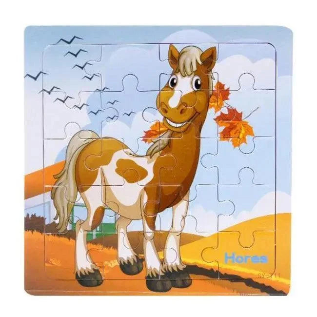 Kids Puzzle Toy Animals and Vehicle Wooden Puzzles Jigsaw Baby Educational Learning Toys for Children Gift