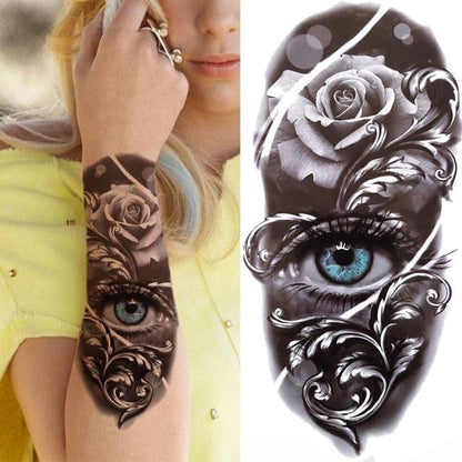 Large Wolf Tiger Black Tattoo Sticker Evil Death Temporary Tattoo Waterproof Big Tattoo Stickers For Mens Womens