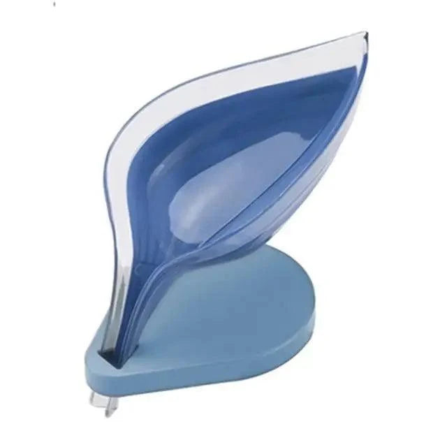 Leaf Shape Soap Box Bathroom soap holder Dish Storage Plate Tray Bathroom Soap Holder Case Bathroom Supplies bathroom gadgets Drainage Soap Holder-Leaf Soap Storage Box-Vertical Manual Soap Holder-Suction Cup Drain Soap Box for Shower Bathroom Kitchen