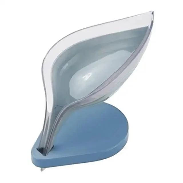 Leaf Shape Soap Box Bathroom soap holder Dish Storage Plate Tray Bathroom Soap Holder Case Bathroom Supplies bathroom gadgets Drainage Soap Holder-Leaf Soap Storage Box-Vertical Manual Soap Holder-Suction Cup Drain Soap Box for Shower Bathroom Kitchen