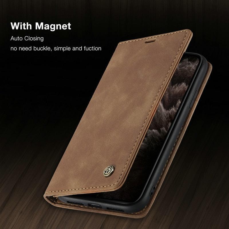 Leather Case For iPhone 14 13 11 12 Mini Pro XS XR Max Luxury Magnetic Flip Phone Case For iPhone Business Classic Wallet Cover Leather Magnetic Flip Back Stand Case/Cover