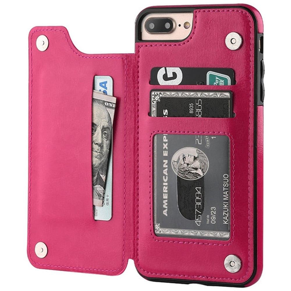 Leather Retro Card Holder Flip Cover for iPhone 11 12 13 14 Pro Max Mini Wallet Case iPhone 11 PU Leather Flip Cover Wallet Case For iPhone