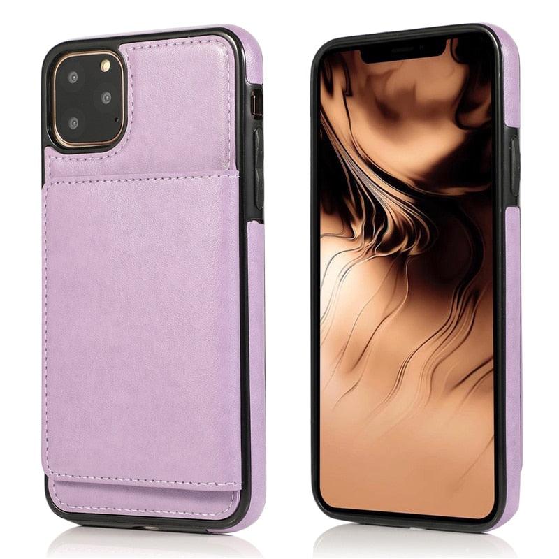 Leather Wallet Case For iPhone 11 Pro Max XS Max XR X 8 7 6S 6Plus 5 5S With Stand Card Pocket Case Cover Shockproof Texture PU Leather  Wallet Cover