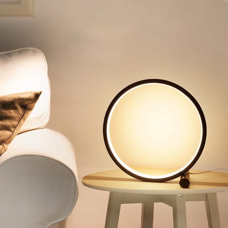 LED Table Lamp Bedroom Bedside Lamp Round Acrylic Living Room Lamp Reading Lamp Black/white Touch Control Dimmable Night Light Decorative Table Lamp Cute Study Lamps for Bedroom Décor