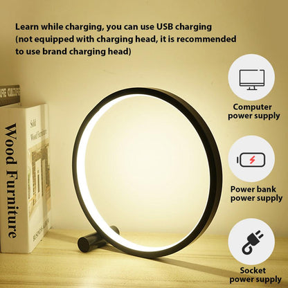 LED Table Lamp Bedroom Bedside Lamp Round Acrylic Living Room Lamp Reading Lamp Black/white Touch Control Dimmable Night Light Decorative Table Lamp Cute Study Lamps for Bedroom Décor