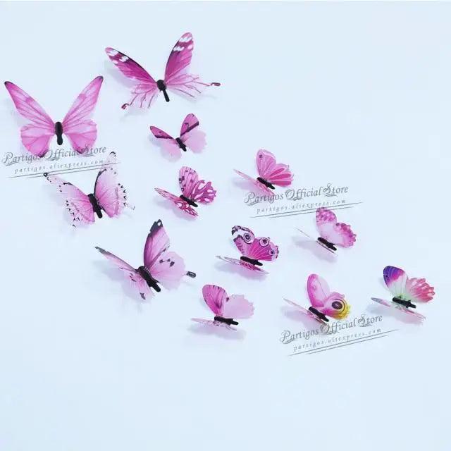 Luxury 3D Wall Stunning 12Pcs 4D Hollow Butterfly Wall Sticker Home Decoration Wall Stickers wedding Party Wedding Decors Butterfly Kids Room Decors