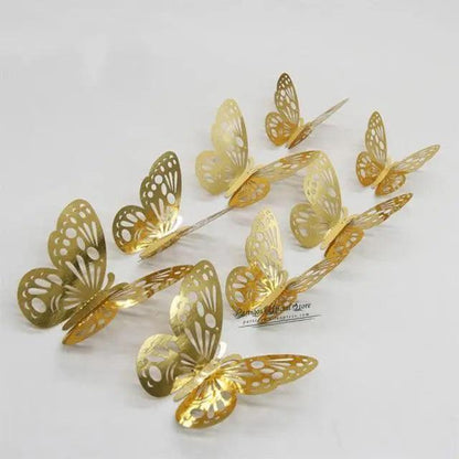 Luxury 3D Wall Stunning 12Pcs 4D Hollow Butterfly Wall Sticker Home Decoration Wall Stickers wedding Party Wedding Decors Butterfly Kids Room Decors